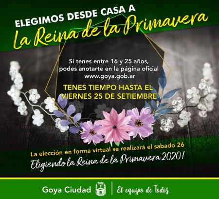 ESTE SÁBADO VUELVE GOYA CUMBIA VIRTUAL CON ELECCIÓN REINA DE LA PRIMAVERA: Organizado por Dirección de Juventud.